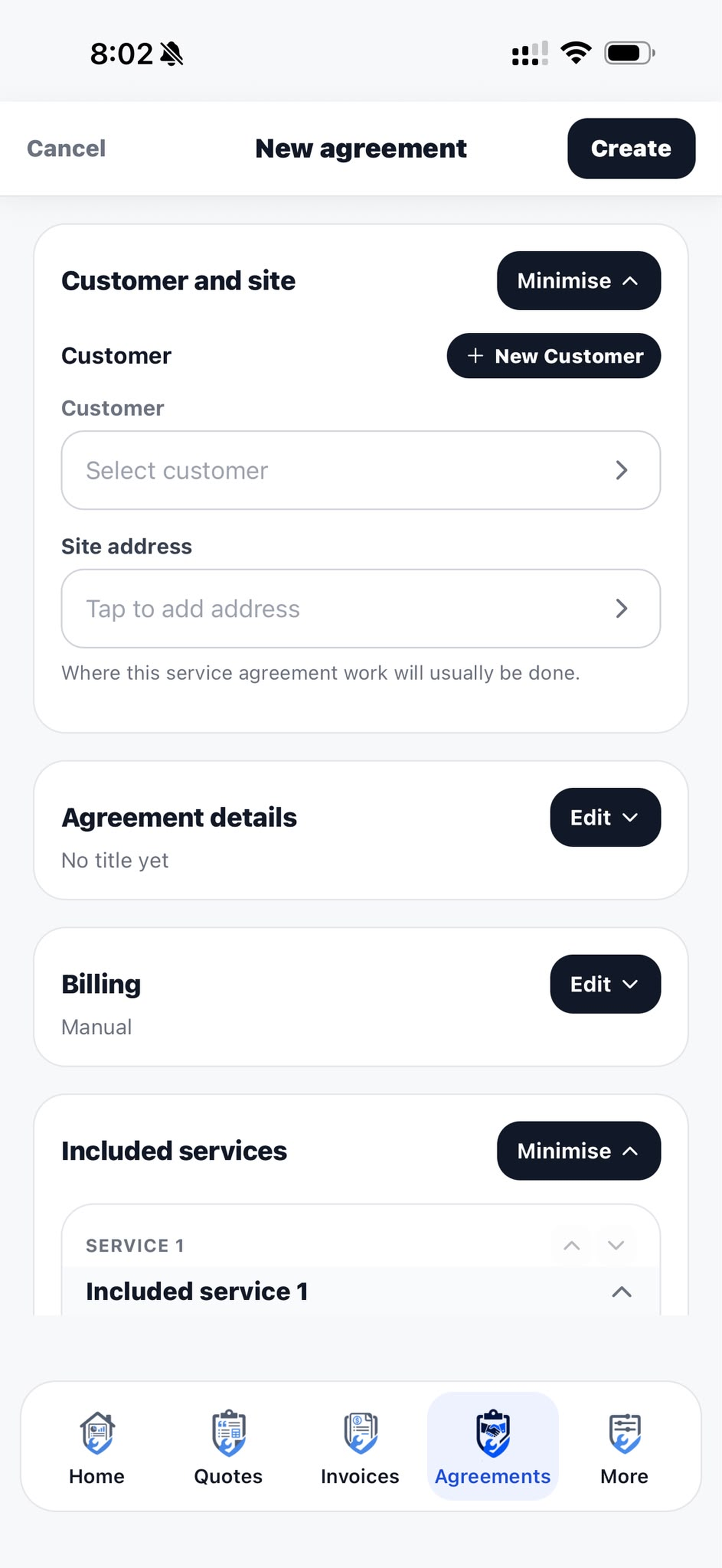 New service agreement