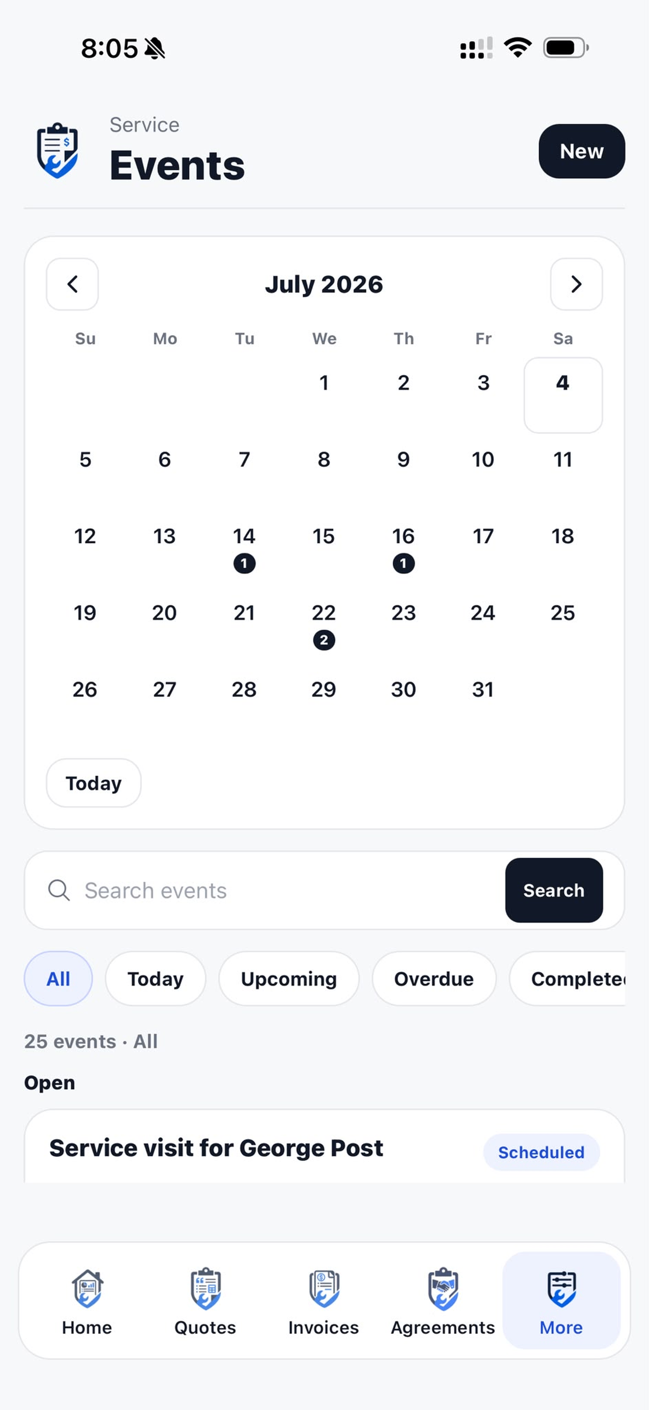 Events calendar