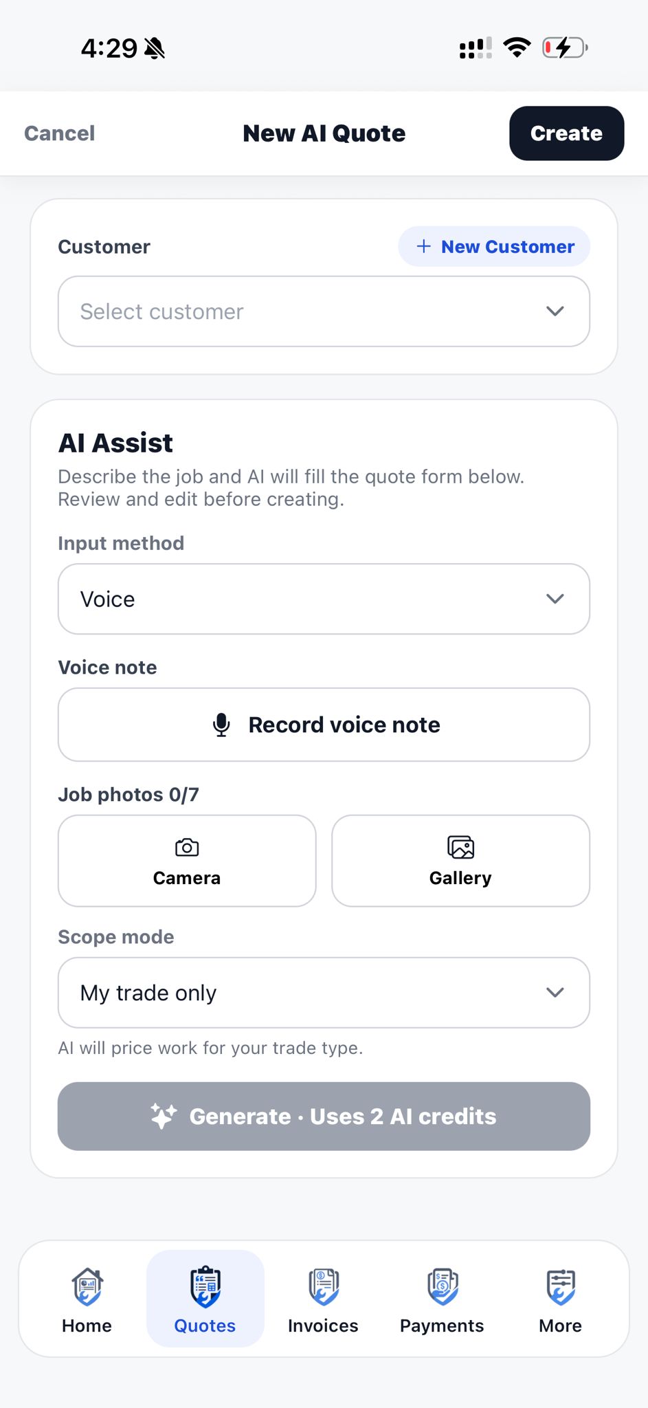 AI quote assist